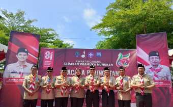 Ketua Bawaslu Nunukan Moch. Yusran saat menghadiri Upacara Peringatan Hari Pramuka di alun-alun Kabupaten Nunukan